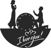 I love you clock - DXF SVG CDR Cut File, ready to cut for laser Router plasma